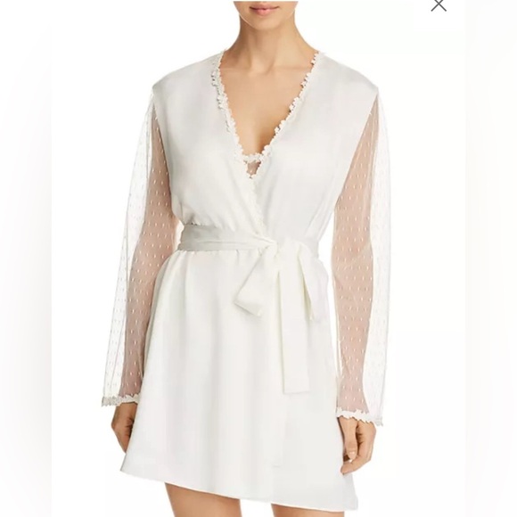 Flora Nikrooz Showstopper Charmeuse CoverUp Robe Bridal Wedding FREE Lulus Slip - Picture 1 of 8